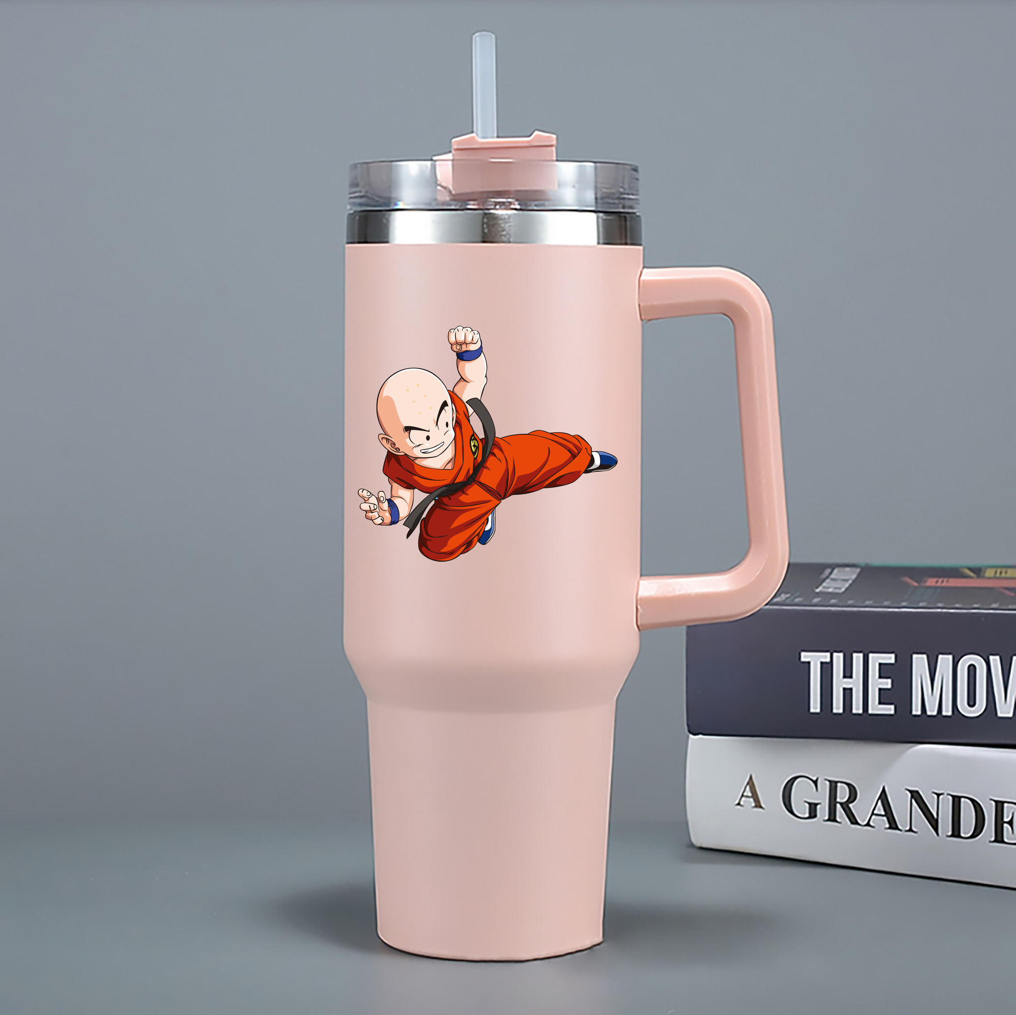 （画像用） ドラゴンボール クリリン DRAGON BALL krillin 1200mL車用タンブラー - クリスタルステッカー（プラスチックストロー付き）